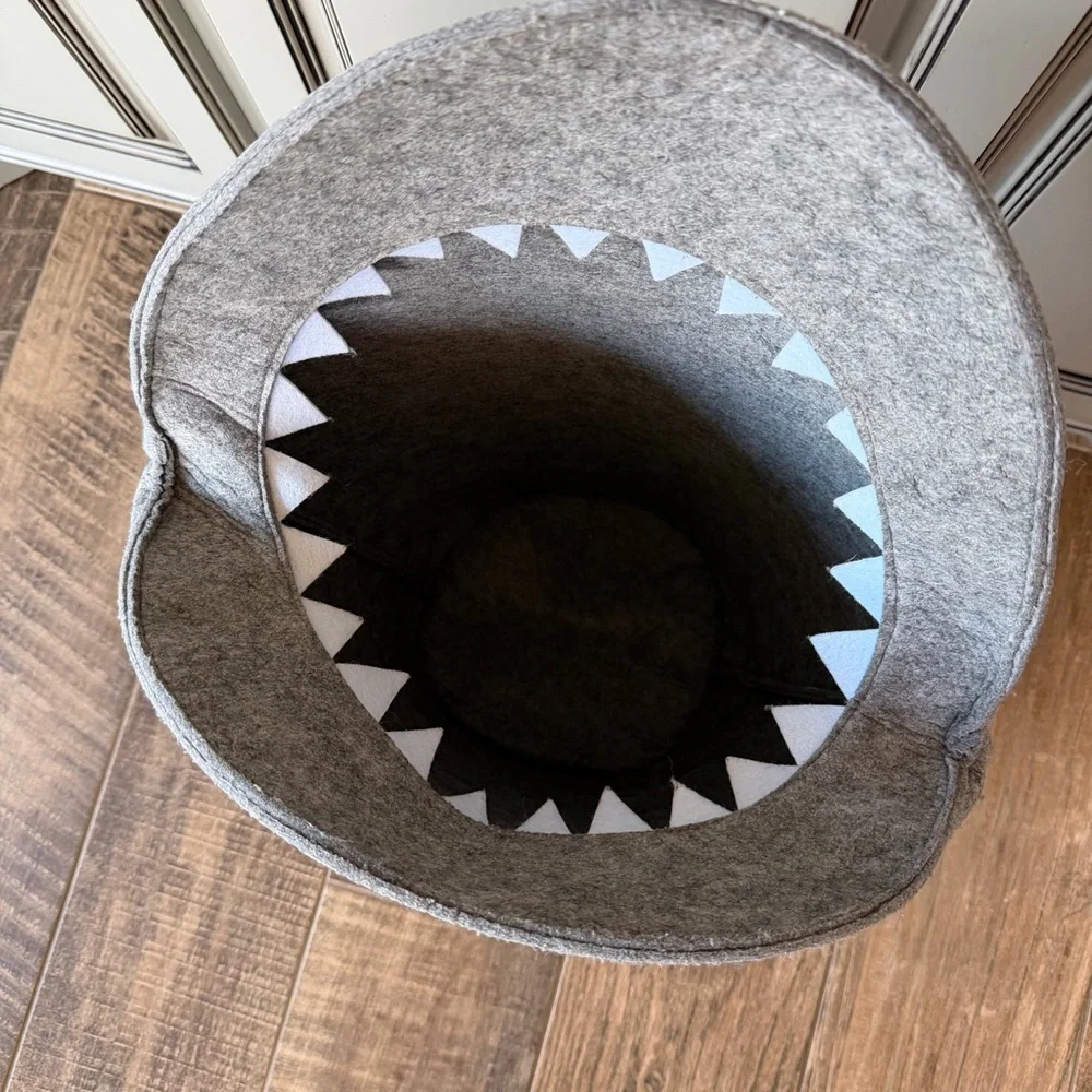 Little Stackers Gray Shark Felt Basket Hamper Toy Storage